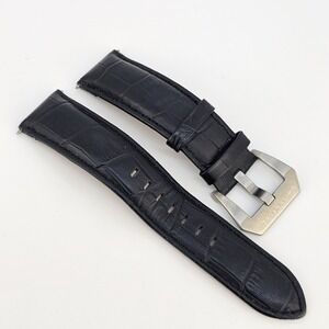 Swiss Legend Genuine 22MM Black Leather Watch Straps Gray Buckle